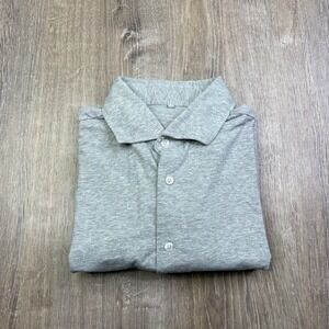 State & Liberty Mens Gray Stretch Knit Logo Short Sleeve Button Up Shirt Size XL